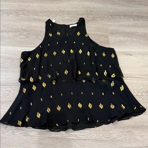 A.L.C. Black silk Blouse with Gold Accents